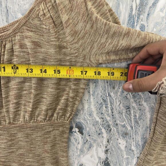 Fairy Boho Cottage Preppy Gold Tan Ribbed Long Sleeve Top (S) - Picture 4 of 7